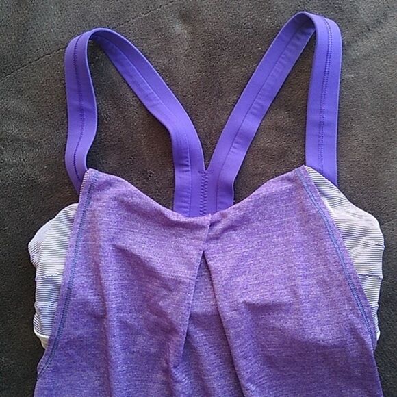 Lululemon Heathered Purple Restless tank wee stripe bruised berry sz 4 - Picture 5 of 9